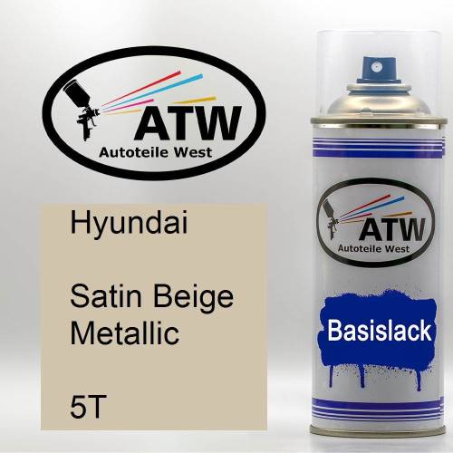Hyundai, Satin Beige Metallic, 5T: 400ml Sprühdose, von ATW Autoteile West.